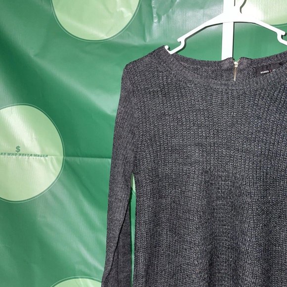 ROMEO & JULIET COUTURE Women's knee length sweater dress in GREY/GREEN sz M -GUC - Picture 3 of 8